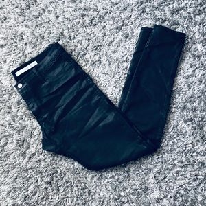 DKNY Waxed Leather Denim Skinny Jeans